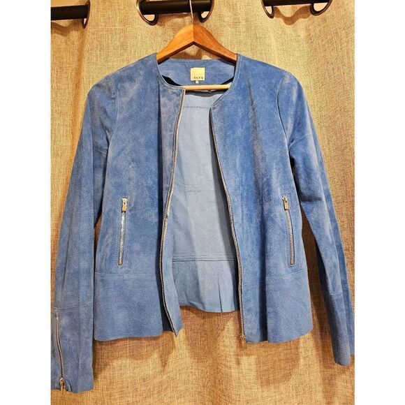 ECRU suede leather zip up jacket Size Small Womens - Picture 9 of 11